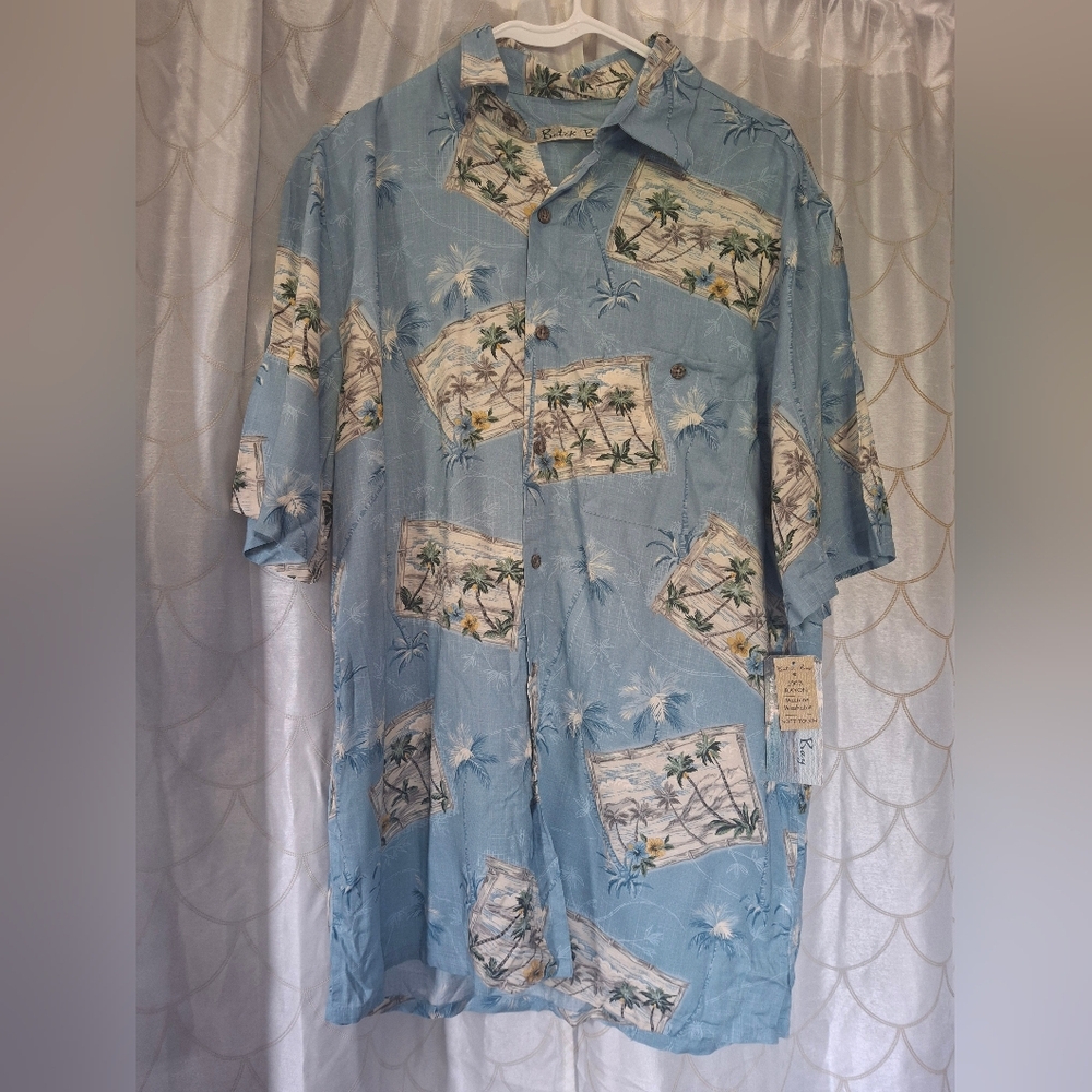 Batik Bay,Tropical Palm Print Men's Casual Shirt